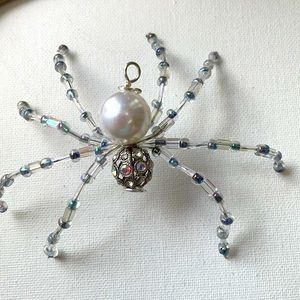 Pearl and Rhinestone Spider Ornament